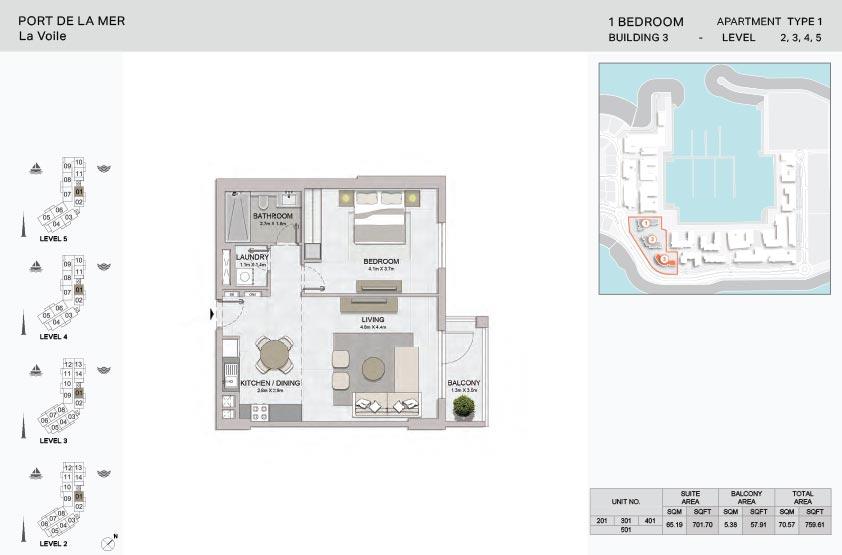 Meraas La Voile Building 3 at Port De La Mer - Floor Plan
